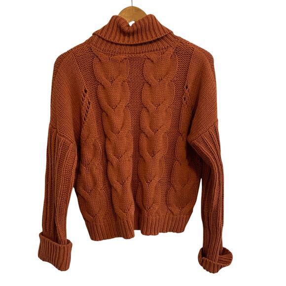 Moon & Madison Rust Cable Knit Turtleneck Sweater Size Medium - Picture 8 of 8